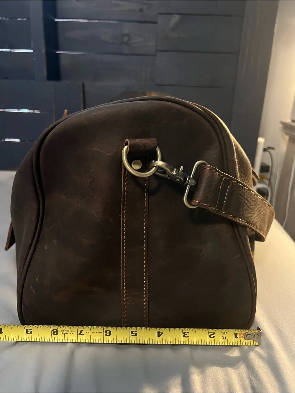 Large Genuine Leather Duffel Bag 20” Weekender Travel Bag w/Shoe Compartment